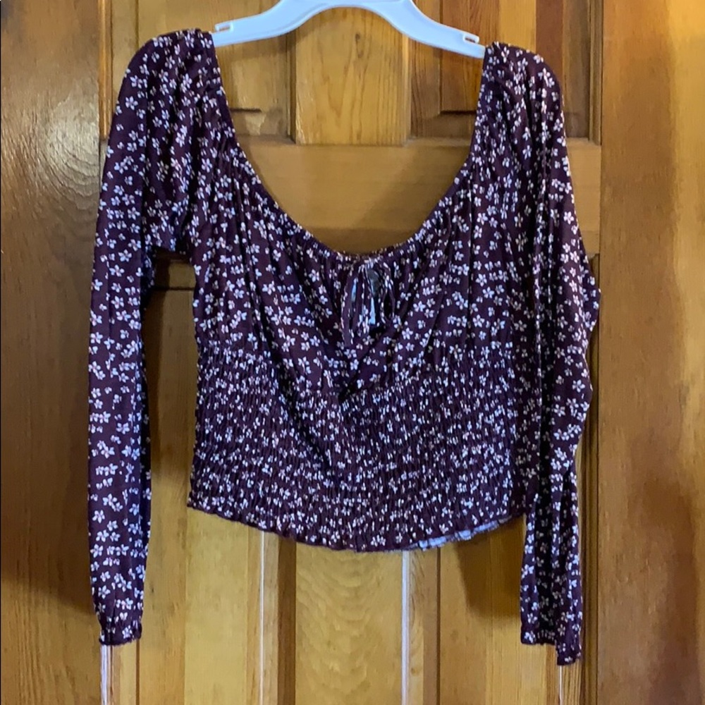 PacSun Floral Ruched Crop Top